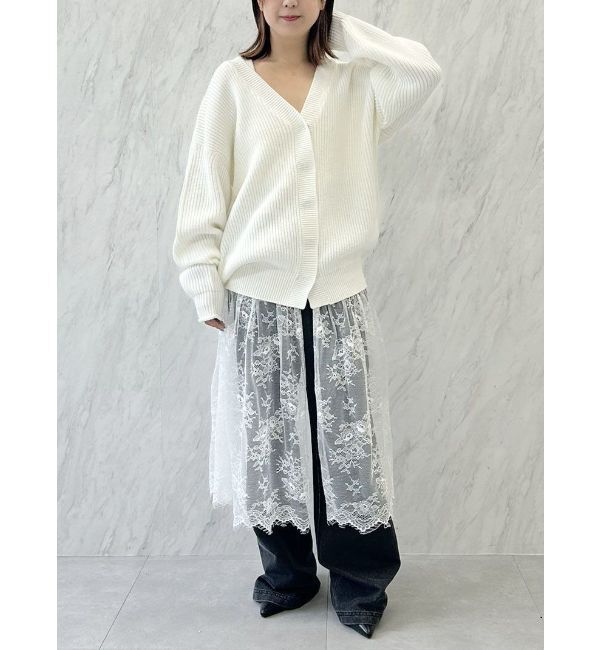 CALNAMUR「レース&times;ニットロングカーディガン」|カーディガン|
