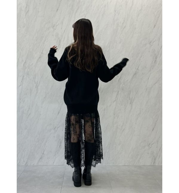 CALNAMUR「レース&times;ニットロングカーディガン」|カーディガン|