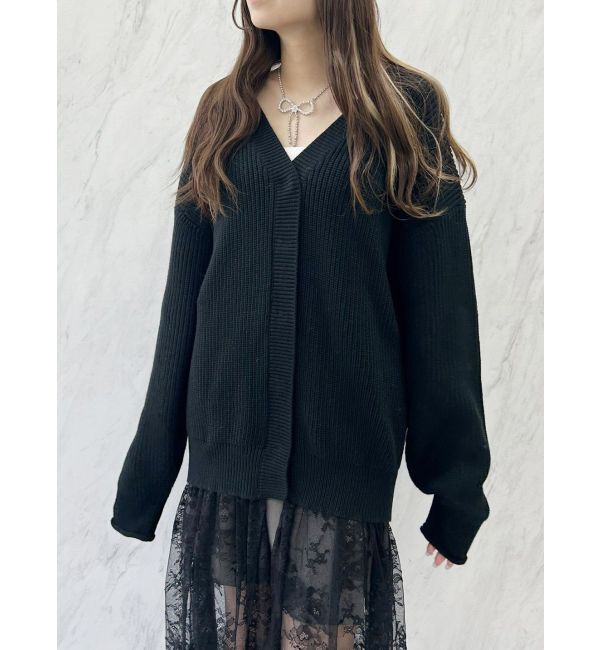CALNAMUR「レース&times;ニットロングカーディガン」|カーディガン|