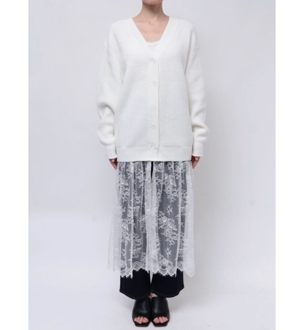 CALNAMUR「レース&times;ニットロングカーディガン」|カーディガン|