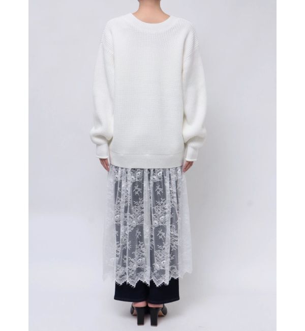 CALNAMUR「レース&times;ニットロングカーディガン」|カーディガン|