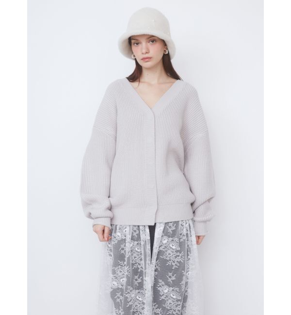 CALNAMUR「レース&times;ニットロングカーディガン」|カーディガン|