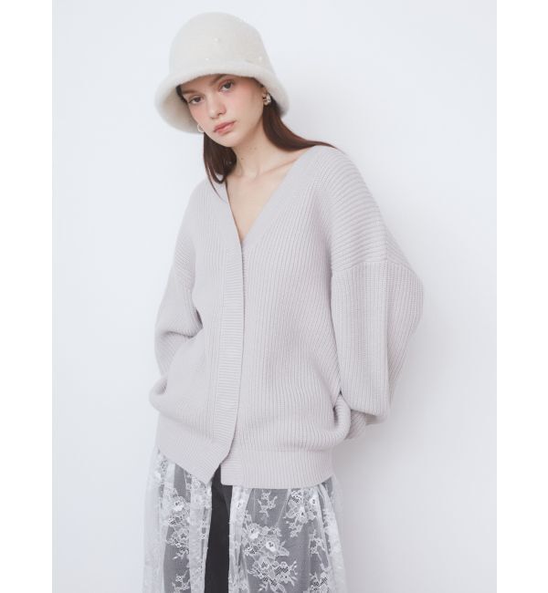 CALNAMUR「レース&times;ニットロングカーディガン」|カーディガン|