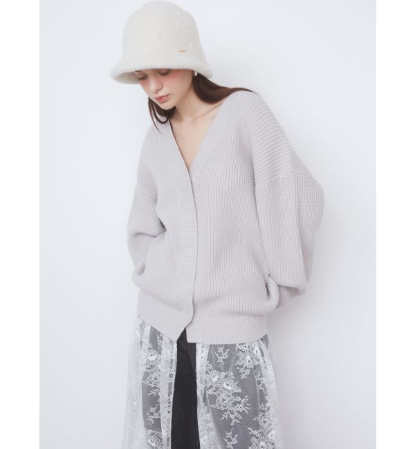 CALNAMUR「レース&times;ニットロングカーディガン」|カーディガン|