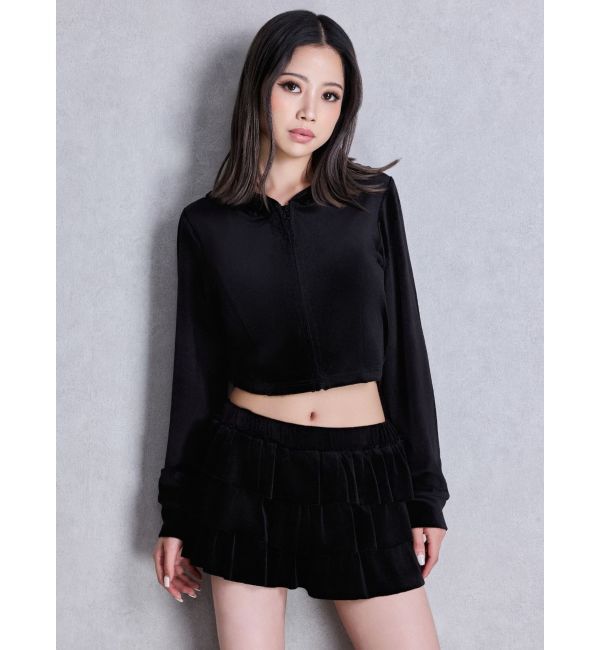 GYDA「Robertson Blvd Velour ショートパーカー」|パーカー|