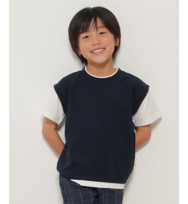 ikka kids「MKフェイクベストレイヤーTシャツ」|Tシャツ・カットソー|ネイビー