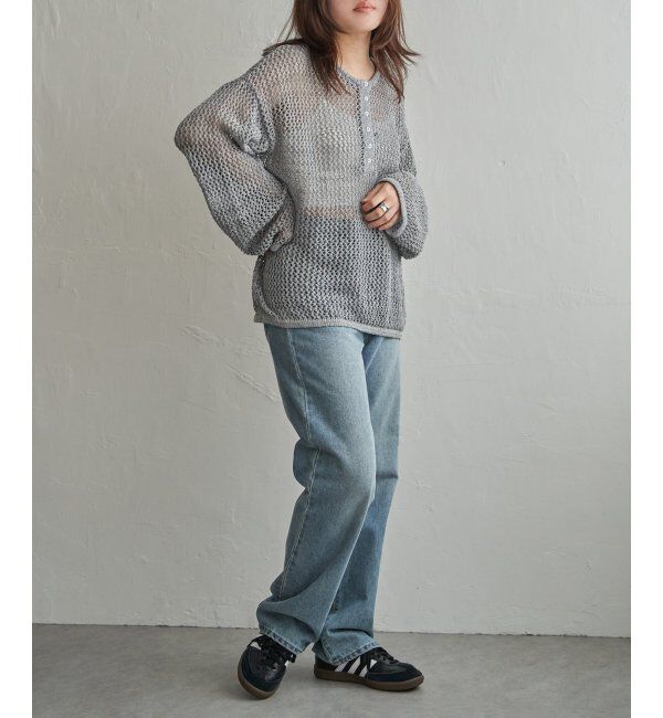 VENCE share style「メッシュ編みヘンリーネックプルオーバー」|ニット・セーター|