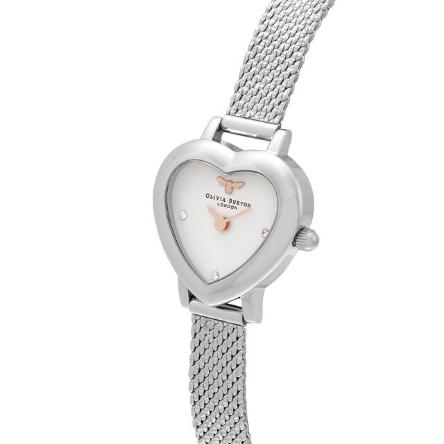 OLIVIA BURTON 「〈OLIVIA BURTON（ｵﾘﾋﾞｱﾊﾞｰ【ﾊﾞﾚﾝﾀｲ限定】 ﾐｰﾝﾄｩﾋﾞｰ -ﾐﾆ ﾎﾜｲﾄﾀﾞｲﾔﾙ ｼﾙﾊﾞｰﾒｯｼｭ」|腕時計|