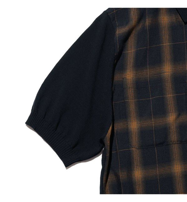 BEAMS PLUS「Half Zip Panel Polo Ombre Plaid」|ポロシャツ|