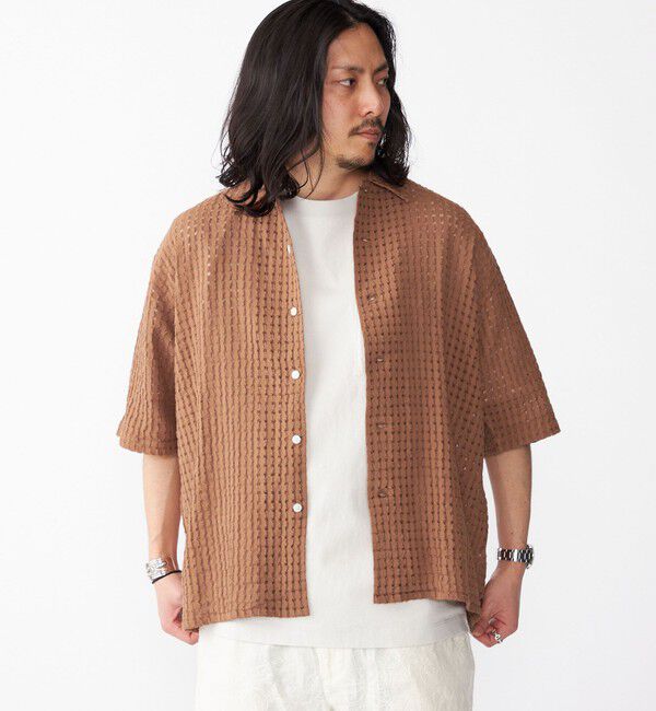 SHIPS「BENCH MARKING SHIRTS: シアー ドビー ショートスリーブ シャツ」|シャツ・ブラウス|カーキ