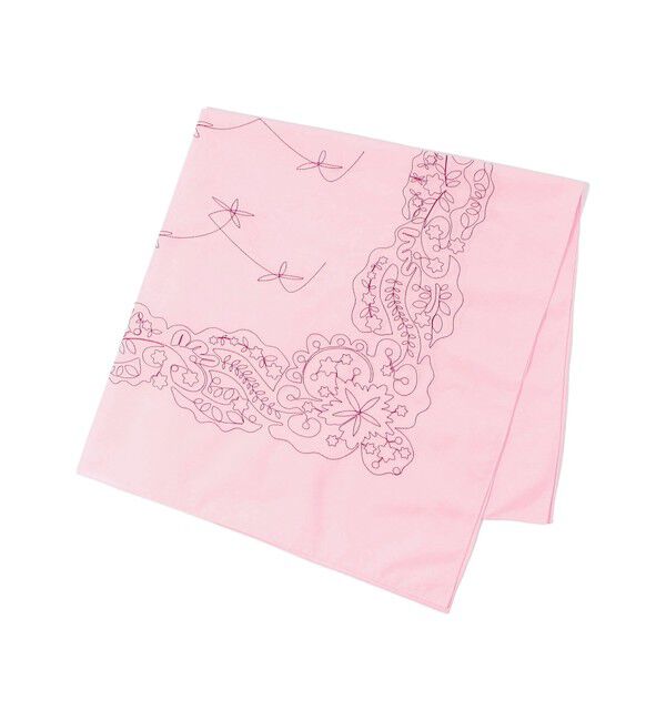 TOMORROWLAND GOODS「ASAUCE MELER コットンシルクエンブロイダリー バンダナスカーフ」|バンダナ・スカーフ|34 ピンク系