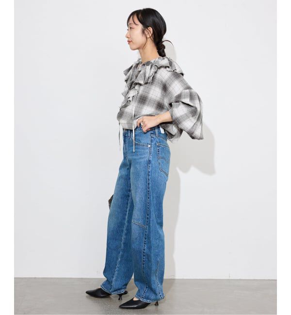 SLOBE IENA「crinkle crinkle crinkle SLOBE別注 ネルチェックラッフルブラウス CC-4025」|シャツ・ブラウス|