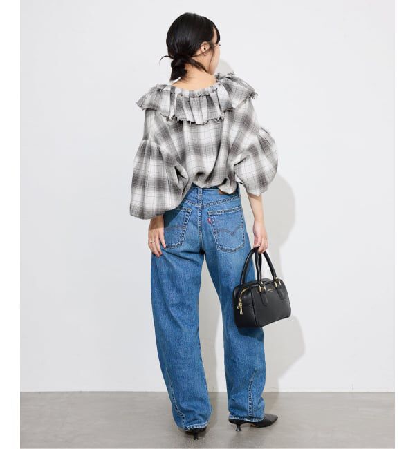 SLOBE IENA「crinkle crinkle crinkle SLOBE別注 ネルチェックラッフルブラウス CC-4025」|シャツ・ブラウス|