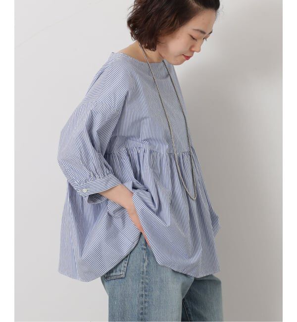 journal standard luxe「タイプワッシャーギャザーブラウス」|シャツ・ブラウス|ブルー A