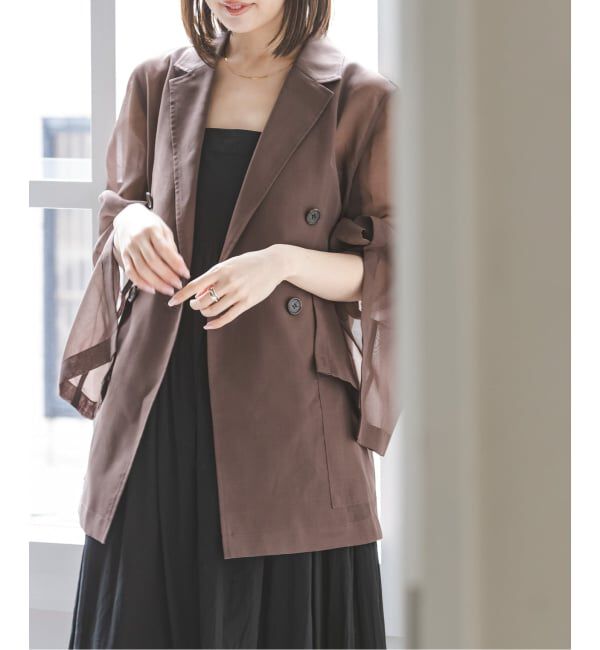 NOBLE「《追加・WEB＆なんばCITY店限定》【洗える】スリットスリーブシアージャケット」|テーラードジャケット|