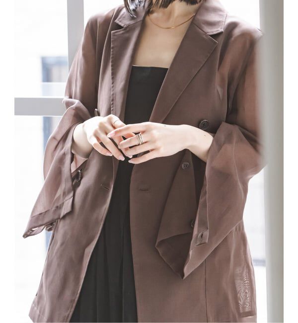 NOBLE「《追加・WEB＆なんばCITY店限定》【洗える】スリットスリーブシアージャケット」|テーラードジャケット|