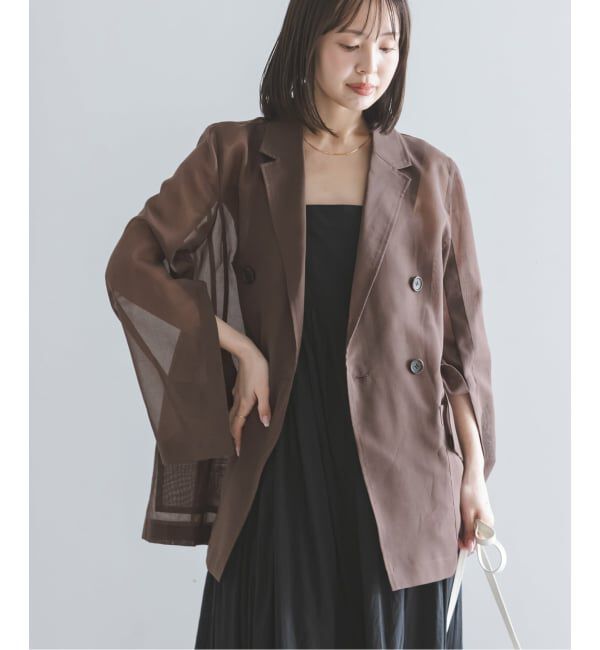 NOBLE「《追加・WEB＆なんばCITY店限定》【洗える】スリットスリーブシアージャケット」|テーラードジャケット|