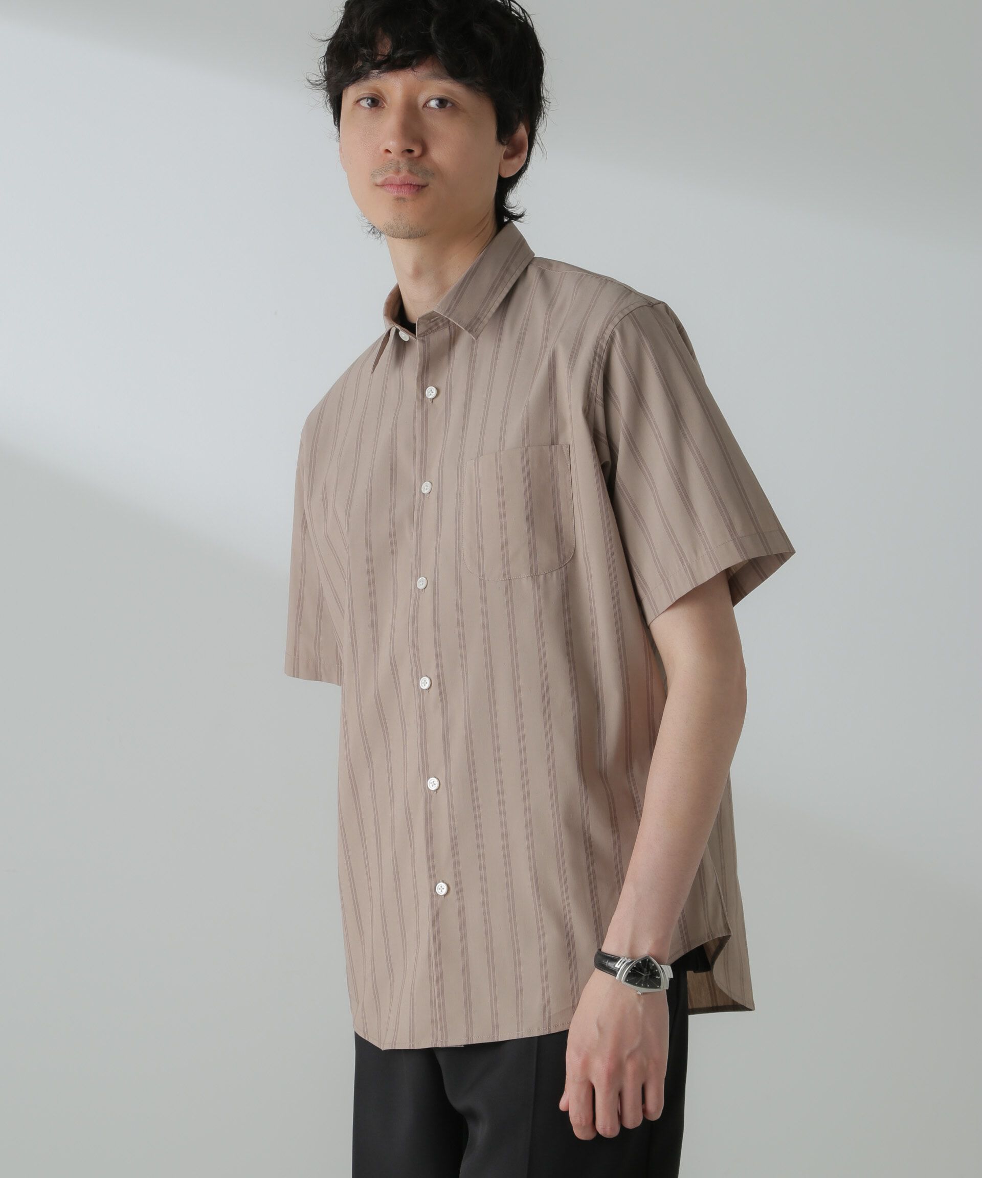 nano･universe「「ICE FLOW LINEN」バリエーションシャツ 半袖」|シャツ・ブラウス|