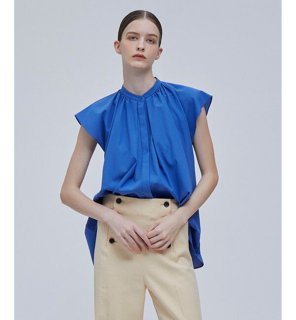 BEIGE,「LUCILLE / バンドカラーブラウス」|シャツ・ブラウス|Blue
