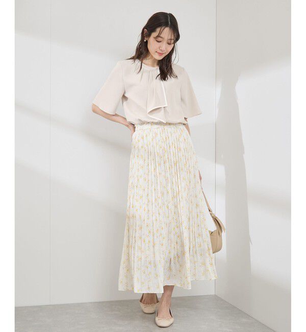 Rope&rsquo;Picnic「【WEB限定サイズ】配色ボウタイ風ハーフスリーブブラウス/通勤対応」|シャツ・ブラウス|