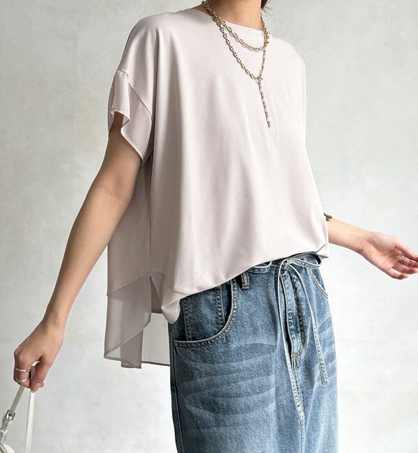  「【WEB限定】シフォン切替トップス」|シャツ・ブラウス|