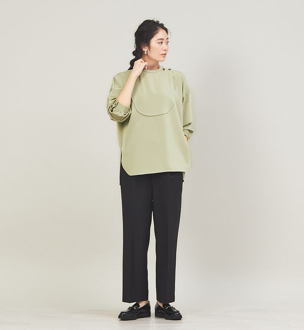 qualite「【WEB・一部店舗限定】起毛サテンカッティングブラウス」|シャツ・ブラウス|