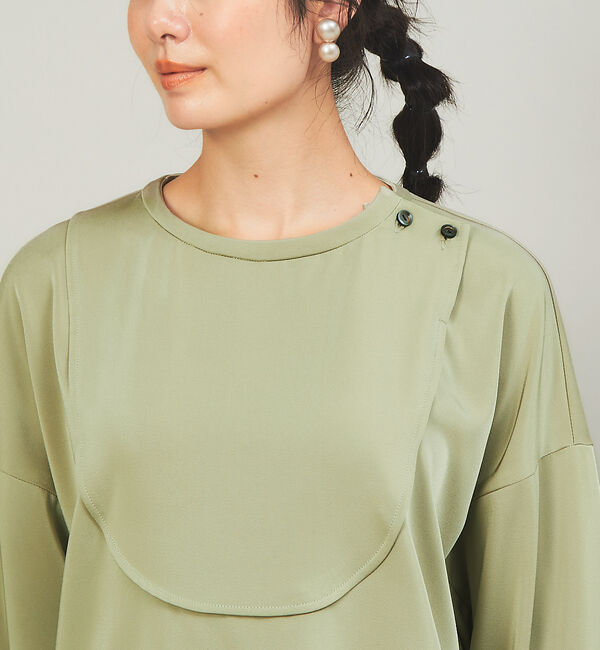 qualite「【WEB・一部店舗限定】起毛サテンカッティングブラウス」|シャツ・ブラウス|