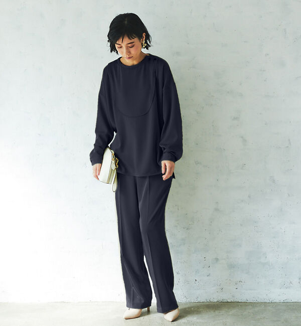 qualite「【WEB・一部店舗限定】起毛サテンカッティングブラウス」|シャツ・ブラウス|