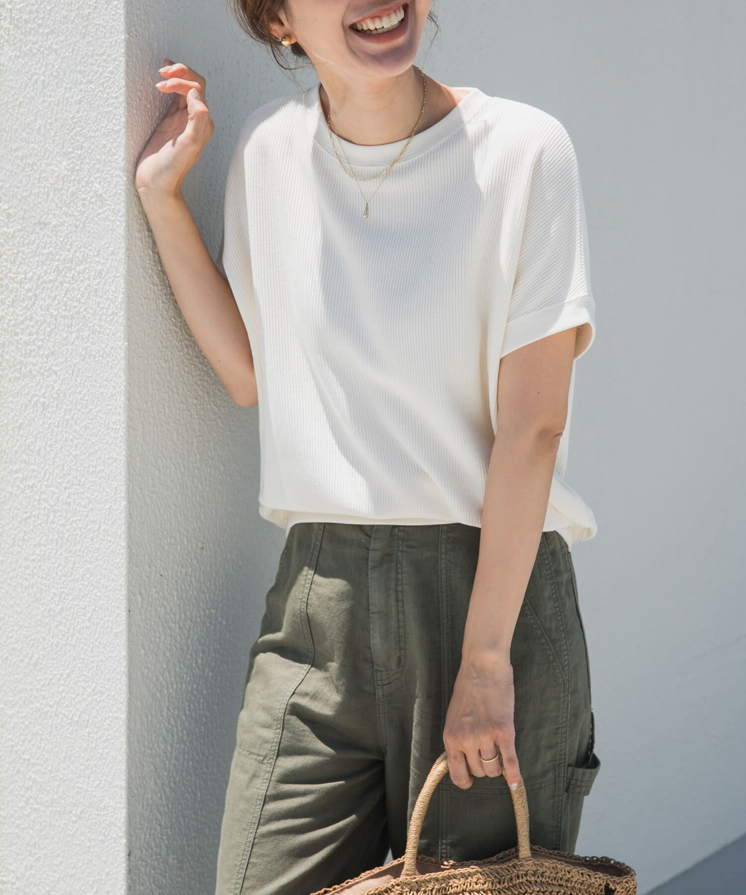URBAN RESEARCH DOORS「タックフライスフレンチTシャツ」|Tシャツ・カットソー|ナチュラル