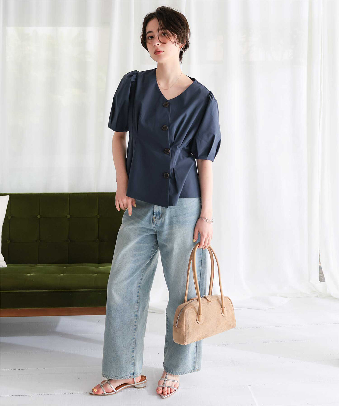 titivate「【ほたるさんコラボアイテム】アシンメトリーペプラムデザインブラウス」|シャツ・ブラウス|