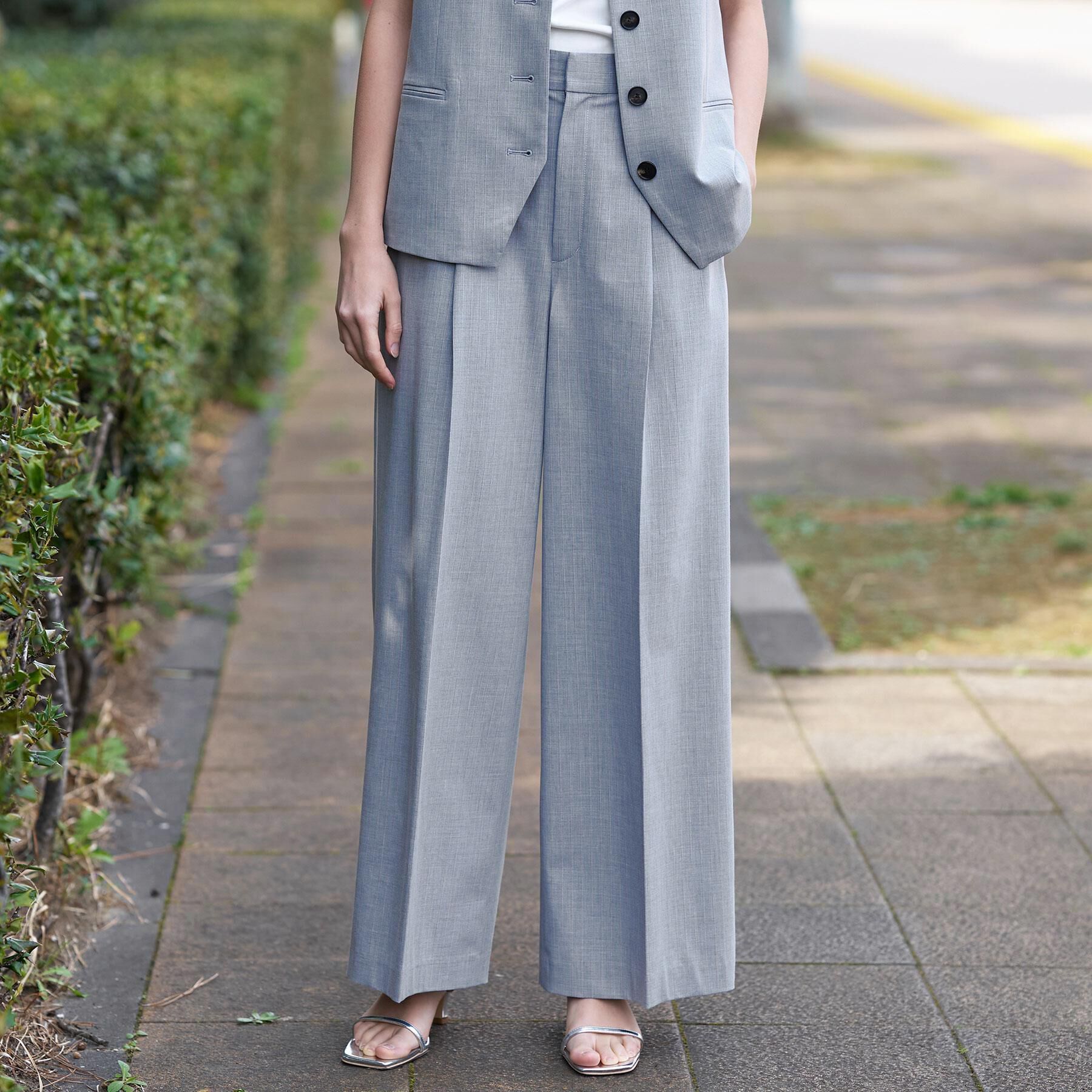 DRESSTERIOR「【セットアップ可/ウォッシャブル】ストライプ2WAYストレッチ サイドラインパンツ」|その他|グレー(312)