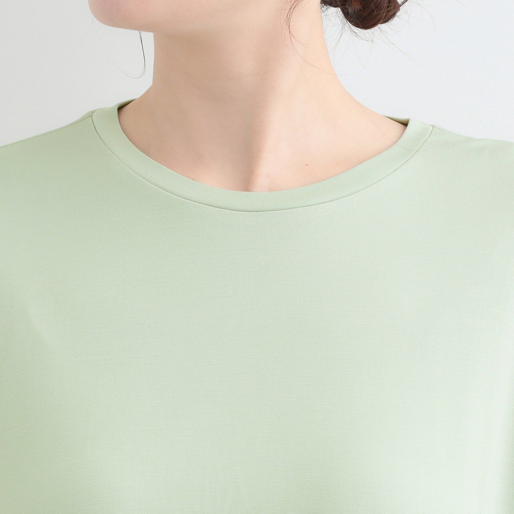 SHOO･LA･RUE「【ひんやり/UV/体型カバー】とろみフロントタック7分袖ゆるトップス」|Tシャツ・カットソー|