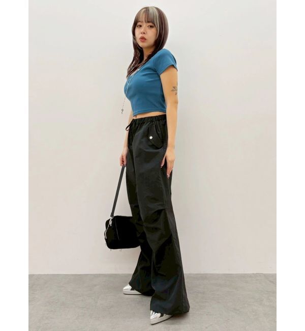 EVRIS「ネックレスフレンチスリーブショートトップス」|Tシャツ・カットソー|