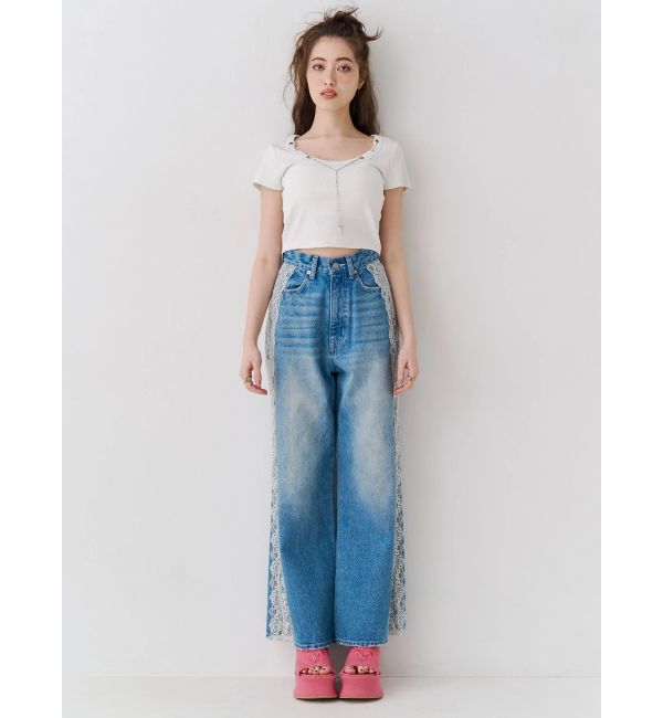 EVRIS「ネックレスフレンチスリーブショートトップス」|Tシャツ・カットソー|