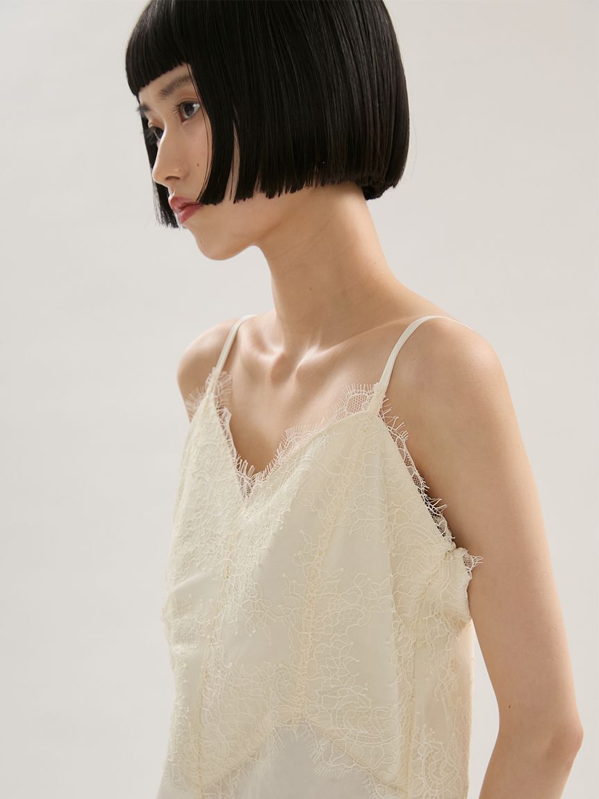 emmi atelier「レーストリムサテンキャミワンピース」|ワンピース|