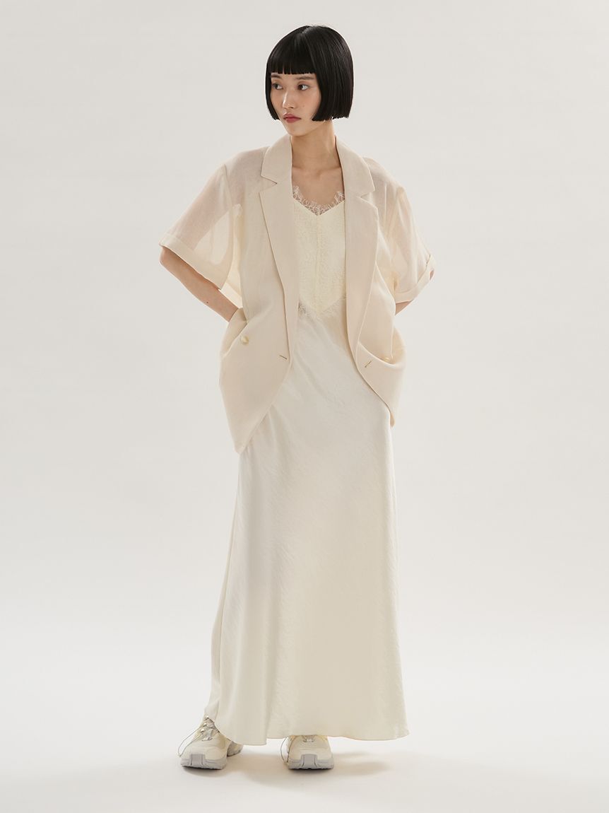 emmi atelier「レーストリムサテンキャミワンピース」|ワンピース|