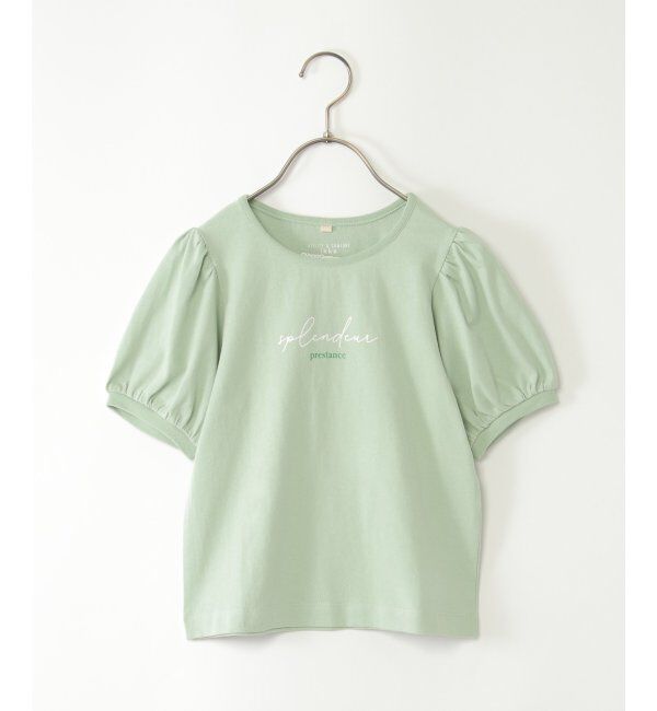 ikka kids「ボリュームパフ袖プリントT（120~160cm）」|Tシャツ・カットソー|ミントグリン