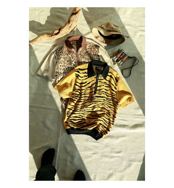 BEAMS PLUS「Half Zip Knit Polo Animal Jacquard」|ポロシャツ|