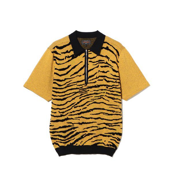 BEAMS PLUS「Half Zip Knit Polo Animal Jacquard」|ポロシャツ|