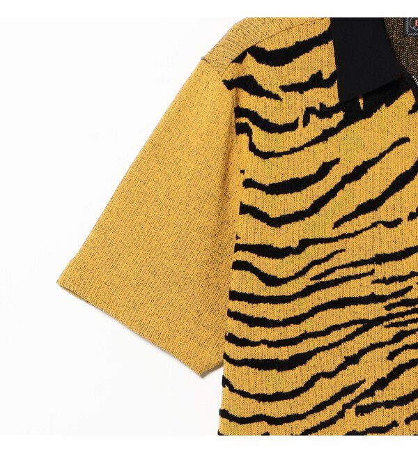 BEAMS PLUS「Half Zip Knit Polo Animal Jacquard」|ポロシャツ|