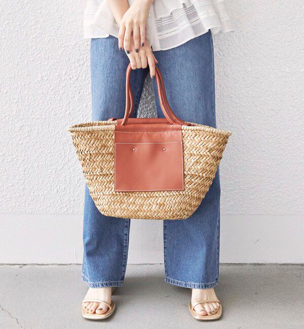 SHIPS for women「レザー コンビ シーグラス バッグ」|かごバッグ|ブラウン