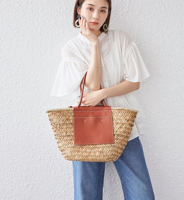 SHIPS for women「レザー コンビ シーグラス バッグ」|かごバッグ|