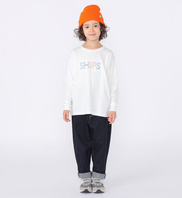 SHIPS KIDS「SHIPS KIDS:100～130cm/刺繍 ロゴ ロングスリーブ Tシャツ」|Tシャツ・カットソー|