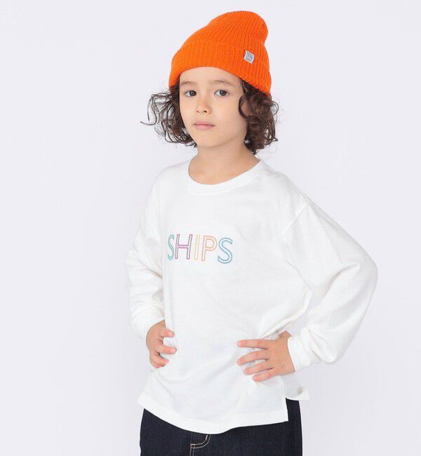 SHIPS KIDS「SHIPS KIDS:100～130cm/刺繍 ロゴ ロングスリーブ Tシャツ」|Tシャツ・カットソー|