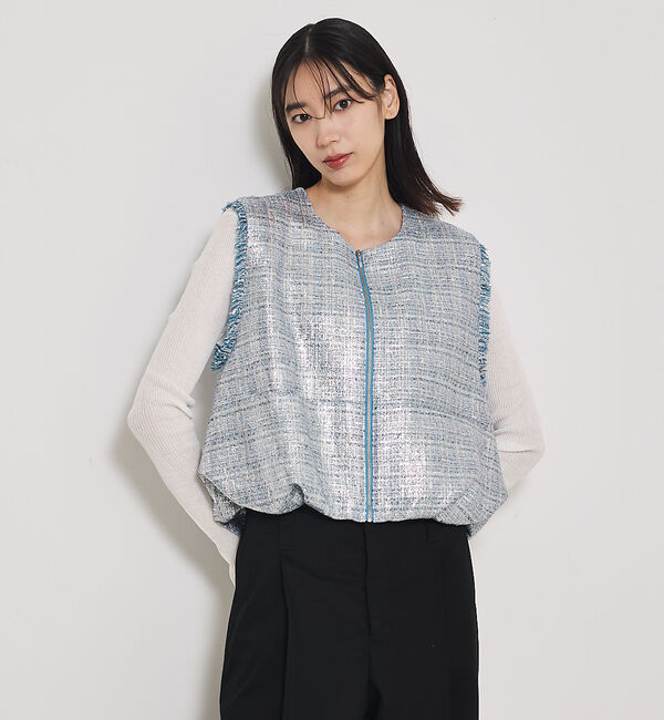 qualite「ハクツイードジップアップジレ」|ベスト・ジレ|