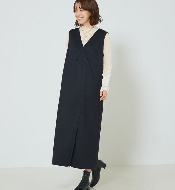 abahouse mavie「【大人のいちまんワンピ】ウォームジャージージレ風ジャンスカ」|ジャンパースカート|