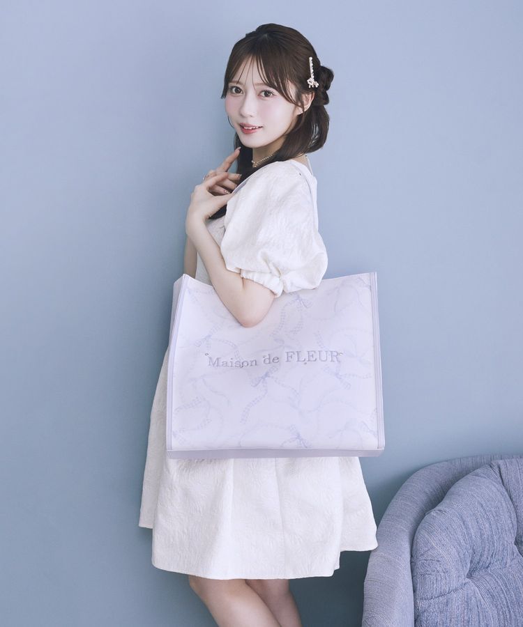 Maison de FLEUR「リボンパールプリントマルチポケットトートバッグ」|トートバッグ|