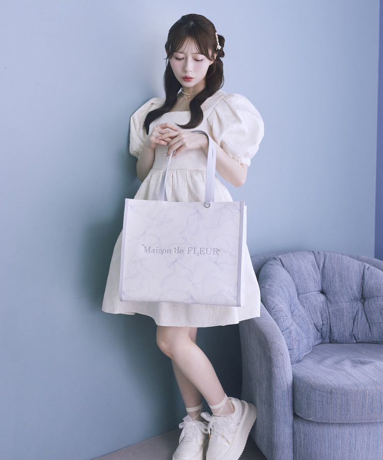 Maison de FLEUR「リボンパールプリントマルチポケットトートバッグ」|トートバッグ|