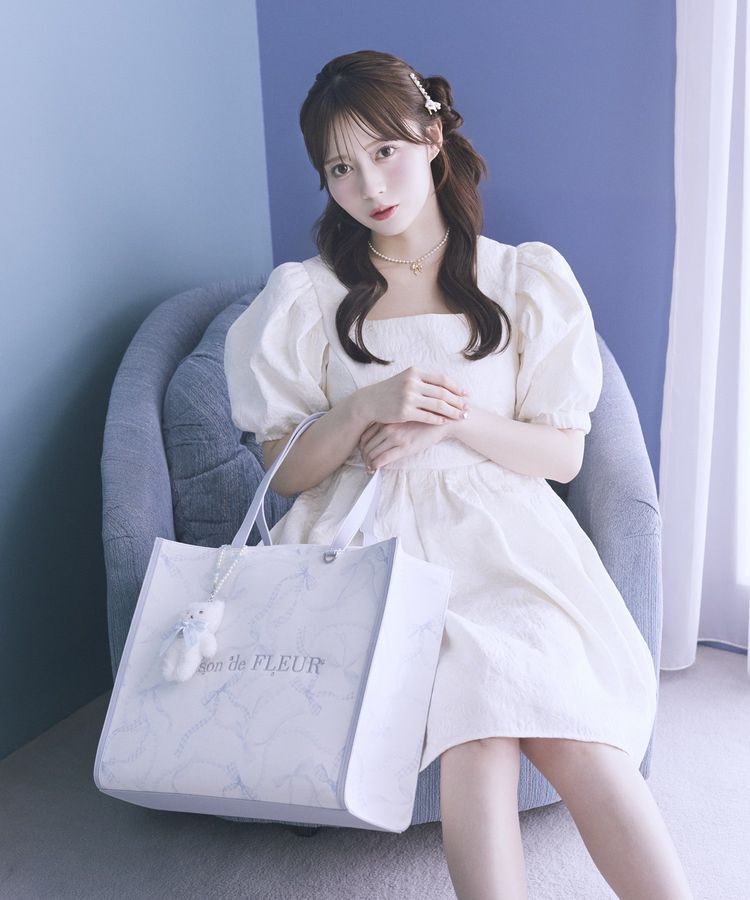 Maison de FLEUR「リボンパールプリントマルチポケットトートバッグ」|トートバッグ|