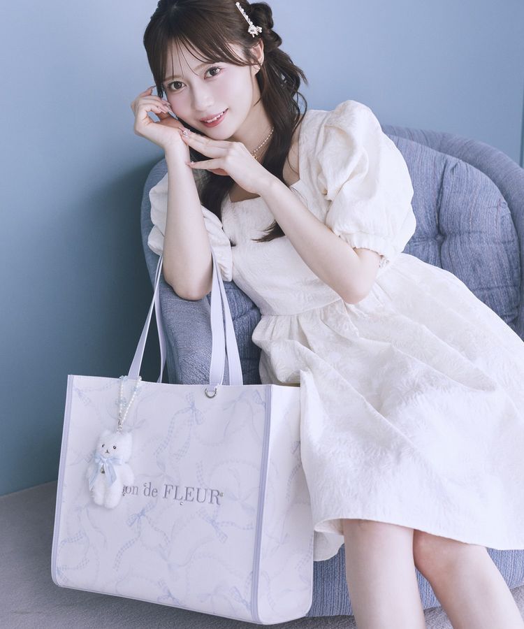 Maison de FLEUR「リボンパールプリントマルチポケットトートバッグ」|トートバッグ|